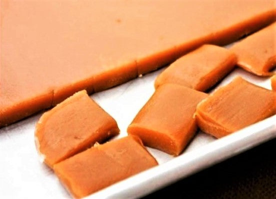 Old Fashioned Caramels; authentic old fashioned caramels produced by 2-hours of constant stirring