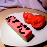 Watermelon Sherbet; watermelon and vanilla ice-cream flavored fudge