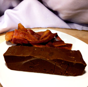 Maple Bacon fudge; semisweet chocolate with real bacon